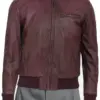 mens-burgundy-bomber-faux-leather-jacket