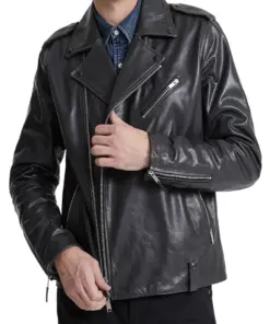 mens-charcoal-black-faux-leather-biker-jacket