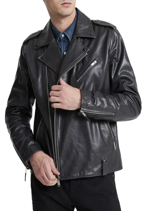 mens-charcoal-black-faux-leather-biker-jacket