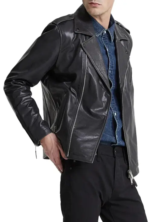 mens-charcoal-black-faux-leather-biker-jacket