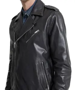 mens-charcoal-black-faux-leather-biker-jacket