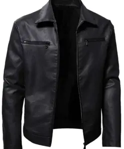 mens-classic-collar-black-faux-leather-biker-jacket