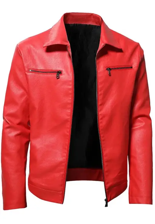 mens-classic-collar-red-faux-leather-biker-jacket