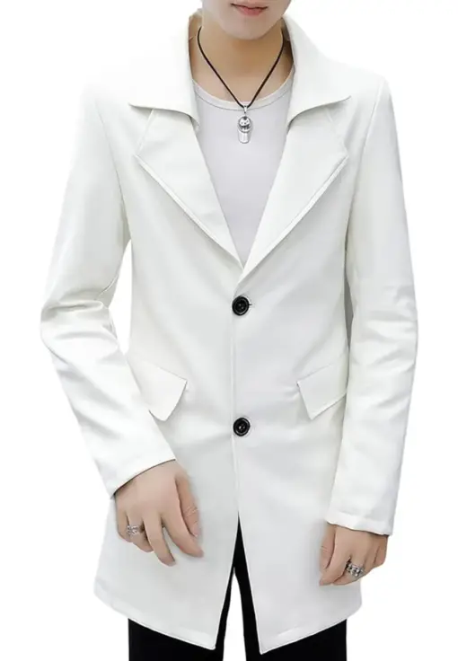 mens-classic-white-faux-leather-trench-coat