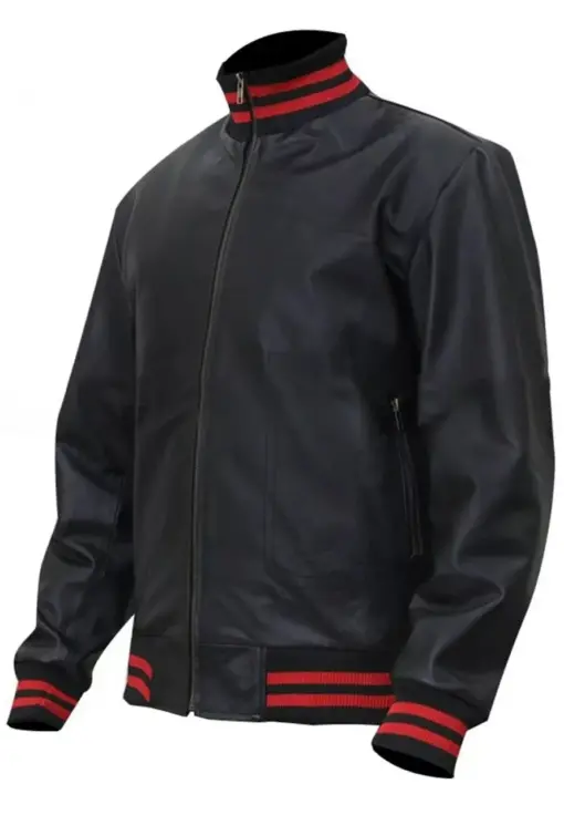 mens-designer-black-faux-leather-bomber-jacket