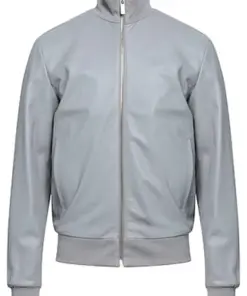 mens-faux-leather-gray-bomber-jacket