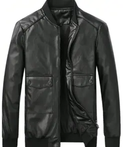 mens-flap-pocket-black-bomber-faux-leather-jacket