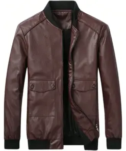 mens-flap-pocket-brown-bomber-faux-leather-jacket