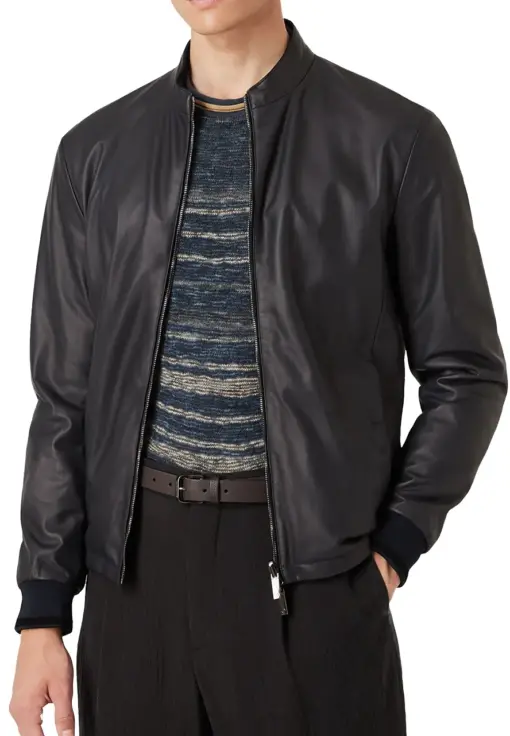 mens-midnight-black-faux-leather-bomber-jacket