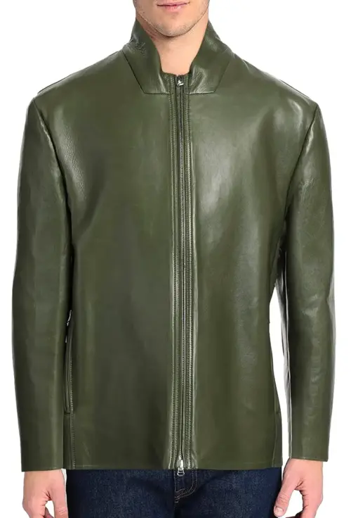 mens-military-green-faux-leather-jacket