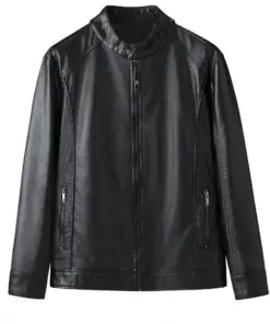 mens-regular-fit-faux-leather-black-jacket