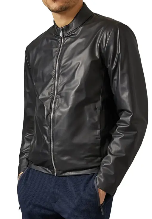 mens-rich-black-faux-leather-biker-jacket