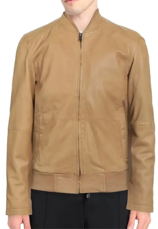 mens-round-collar-beige-faux-leather-bomber-jacket