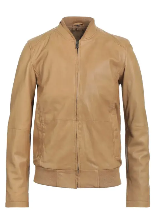 mens-round-collar-beige-faux-leather-bomber-jacket