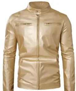 mens-stand-collar-gold-faux-leather-biker-jacket