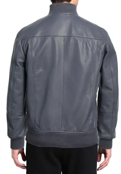 mens-stand-collar-grey-faux-leather-bomber-jacket