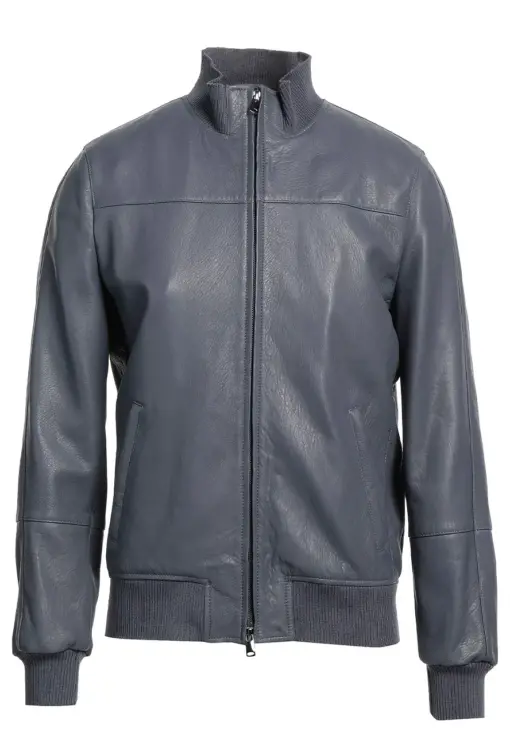 mens-stand-collar-grey-faux-leather-bomber-jacket