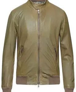 mens-stand-collar-military-green-faux-leather-bomber-jacket