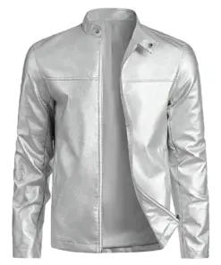 mens-stand-collar-silver-faux-leather-jacket