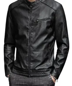 mens-stand-collar-vintage-black-faux-leather-moto-jacket