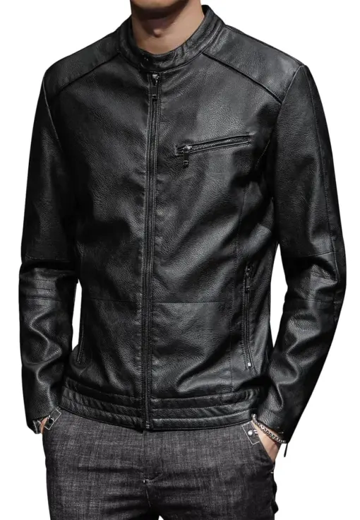 mens-stand-collar-vintage-black-faux-leather-moto-jacket