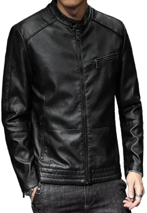 mens-stand-collar-vintage-black-faux-leather-moto-jacket