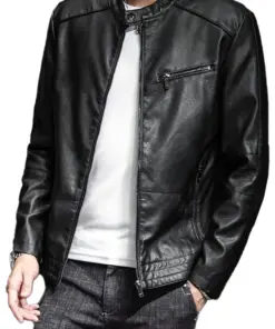 mens-stand-collar-vintage-black-faux-leather-moto-jacket