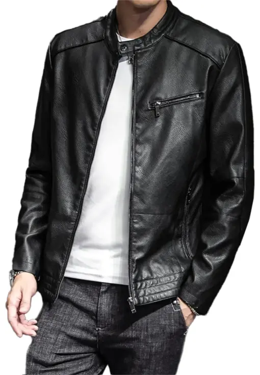 mens-stand-collar-vintage-black-faux-leather-moto-jacket