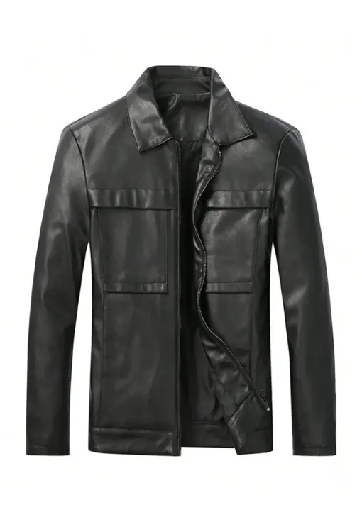 mens-turn-down-collar-black-faux-leather-jacket