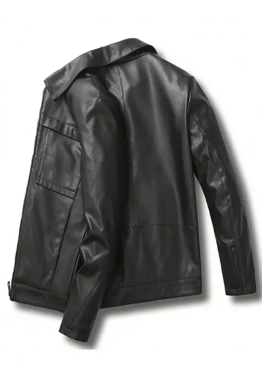 mens-turn-down-collar-black-faux-leather-jacket