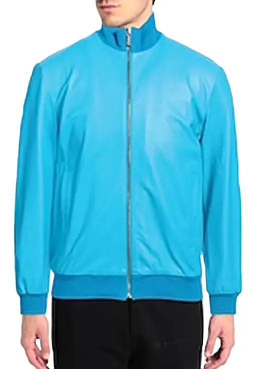 mens-turquoise-faux-leather-bomber-jacket