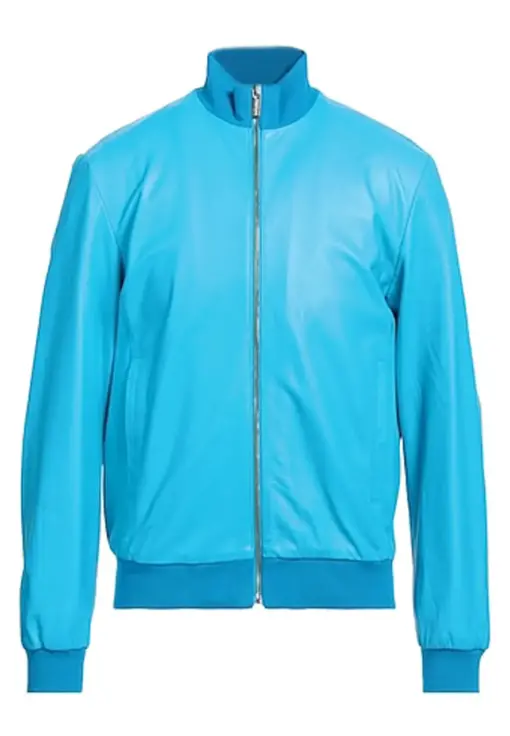 mens-turquoise-faux-leather-bomber-jacket