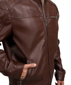 mens-vegan-dark-brown-faux-leather-biker-jacket