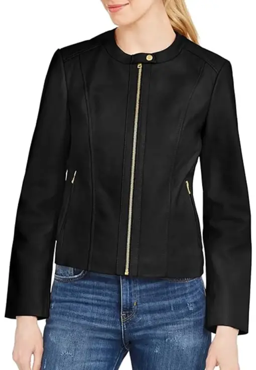 womens-black-faux-leather-collarless-jacket